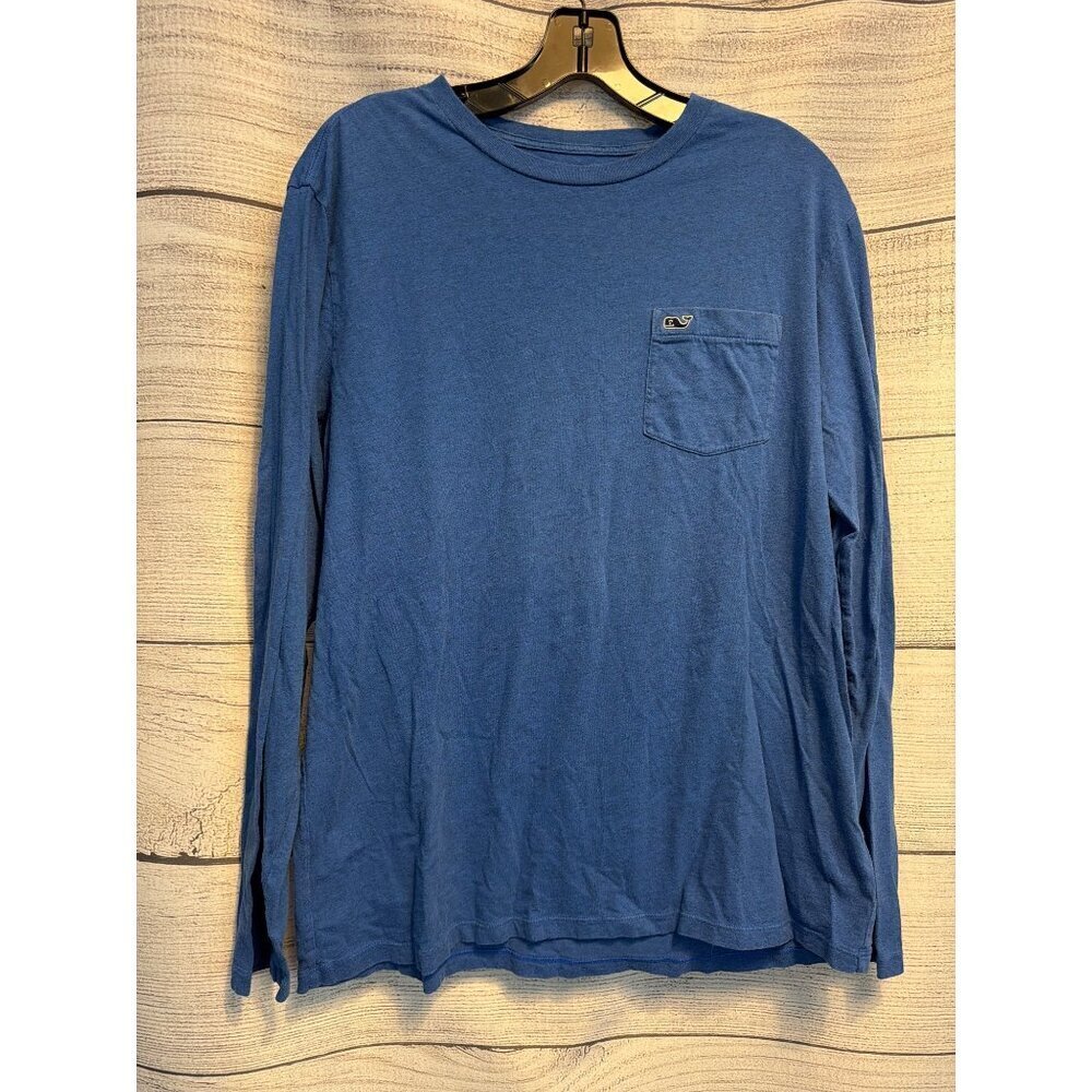 Vineyard Vines Mens Blue Long Sleeve Pocket Tee Shirt Size M